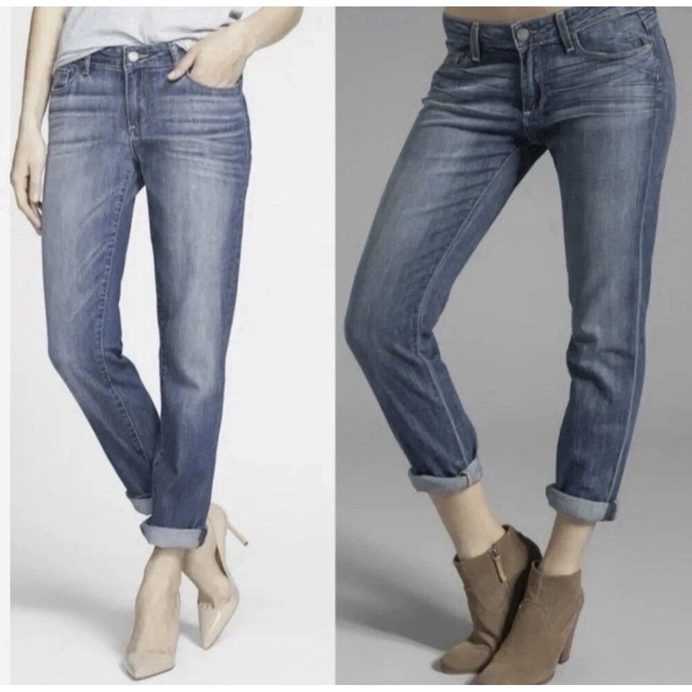 PAIGE Jimmy Skinny Pocket Logo Denim Blue Jeans Stretch Ankle  Women’s Size 26